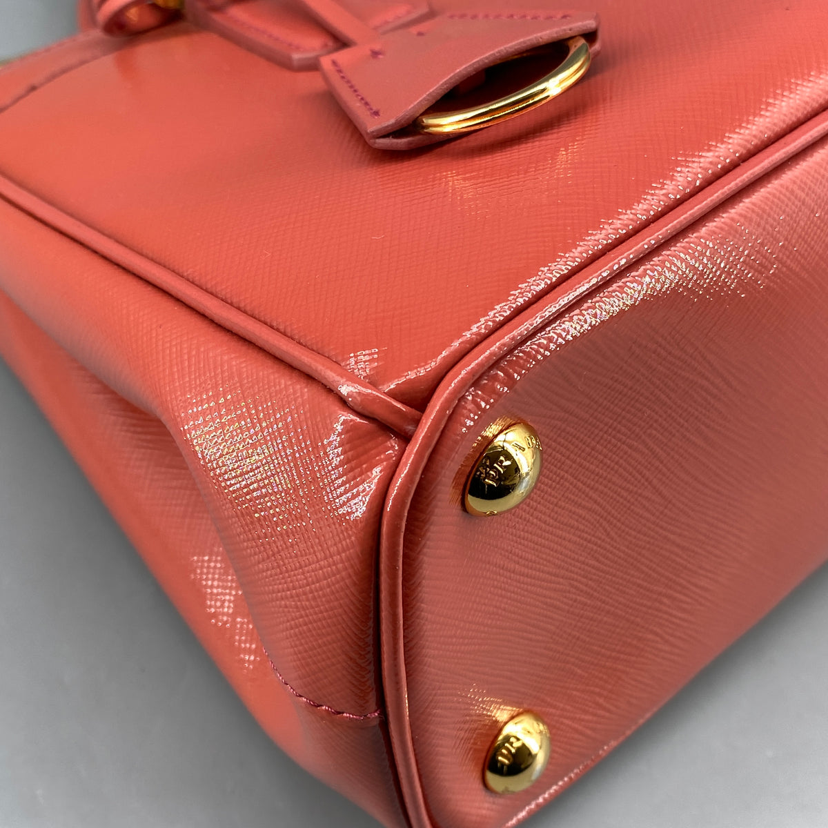 Prada Saffiano Vernice Small Galleria Double Zip Tote Arancio