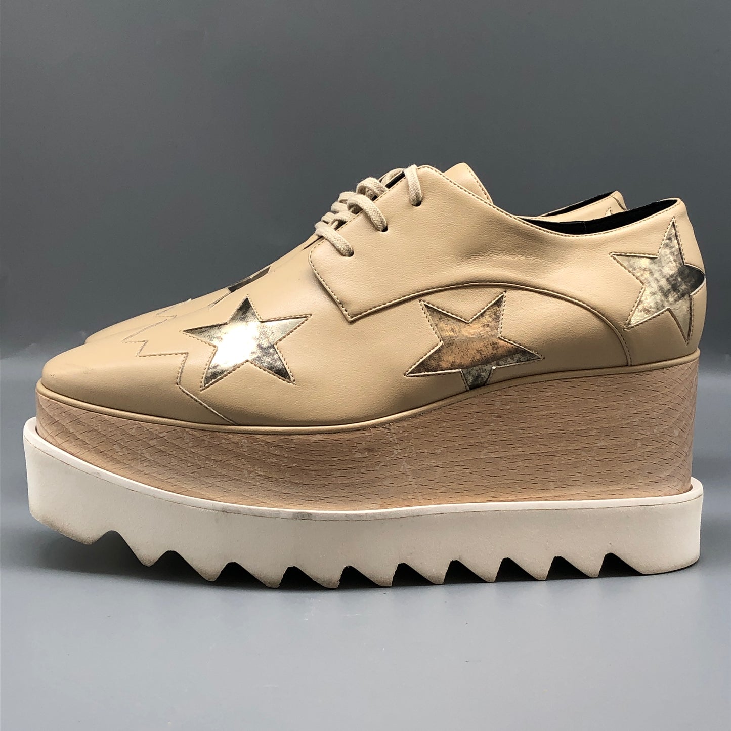 Stella McCartney Nude Star-Embellished Platform Sneakers Women's Shoes Size 36