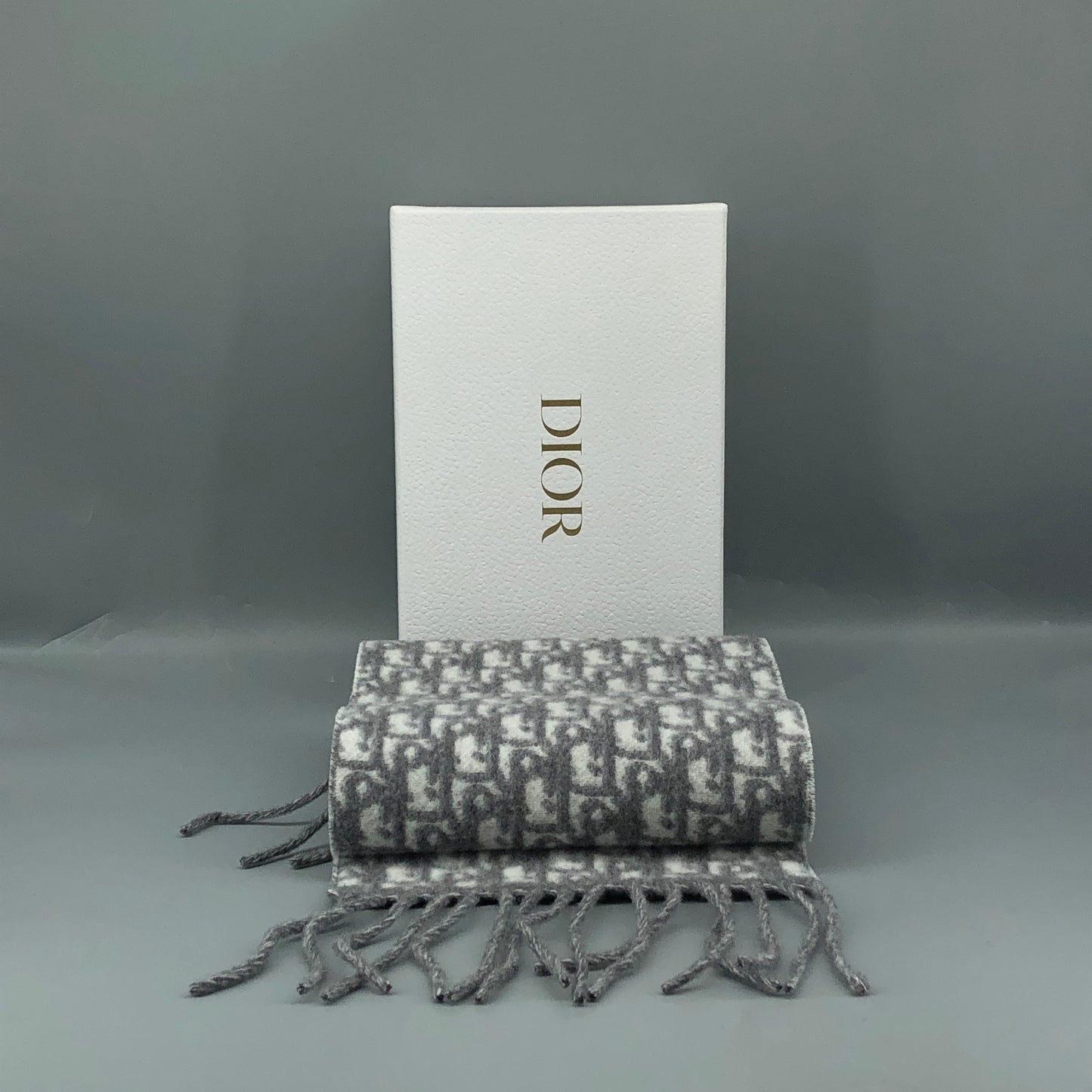 Dior Oblique Scarf Grey New with Box