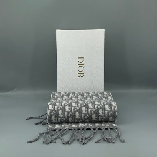 Dior Oblique Scarf Grey New with Box