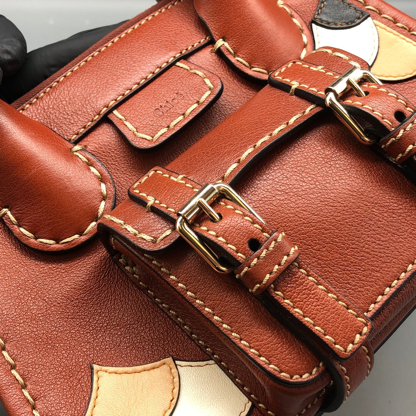 Chloe Orange Brown Leather Satchel Bag