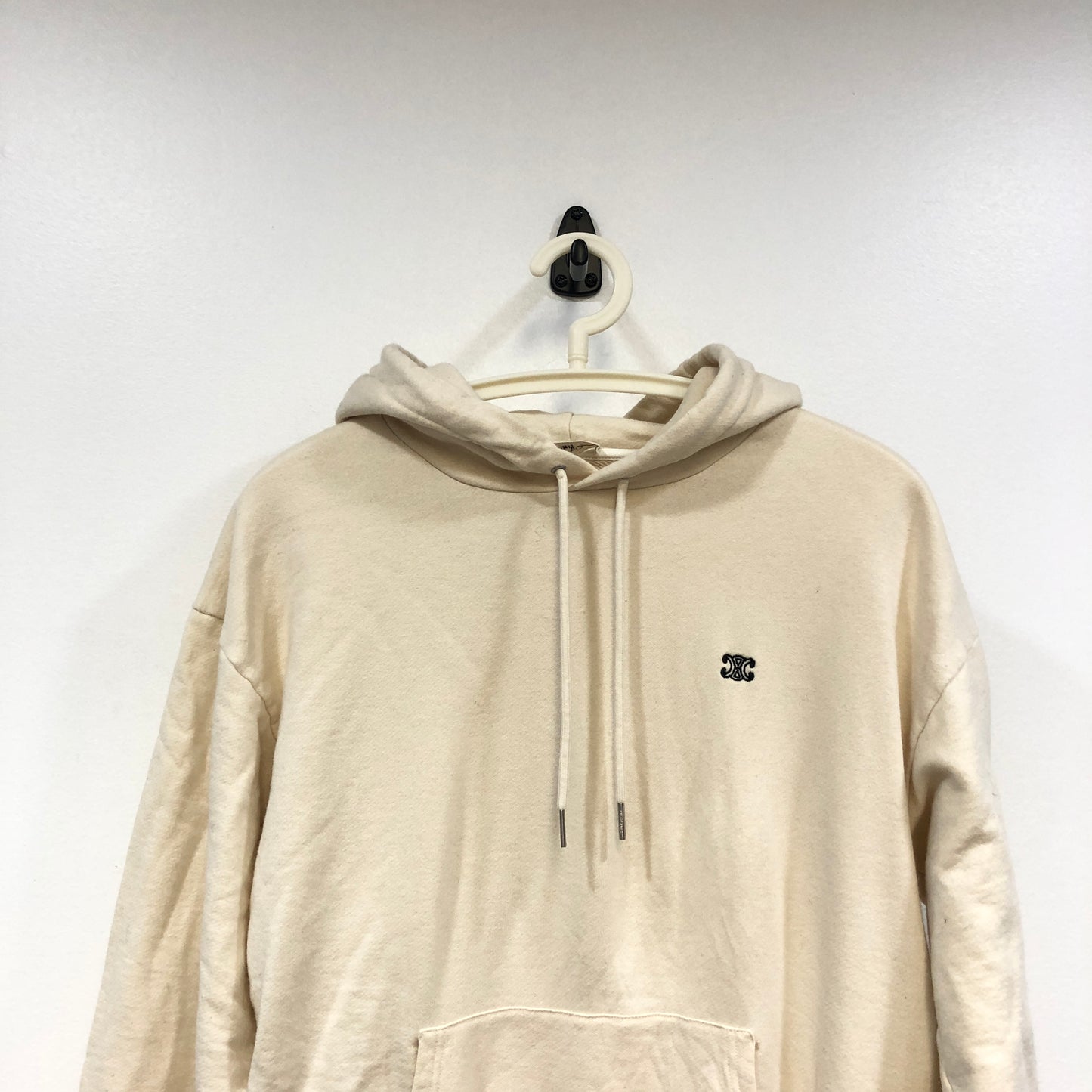 Celine Beige Triomphe Logo Hoodie Size M