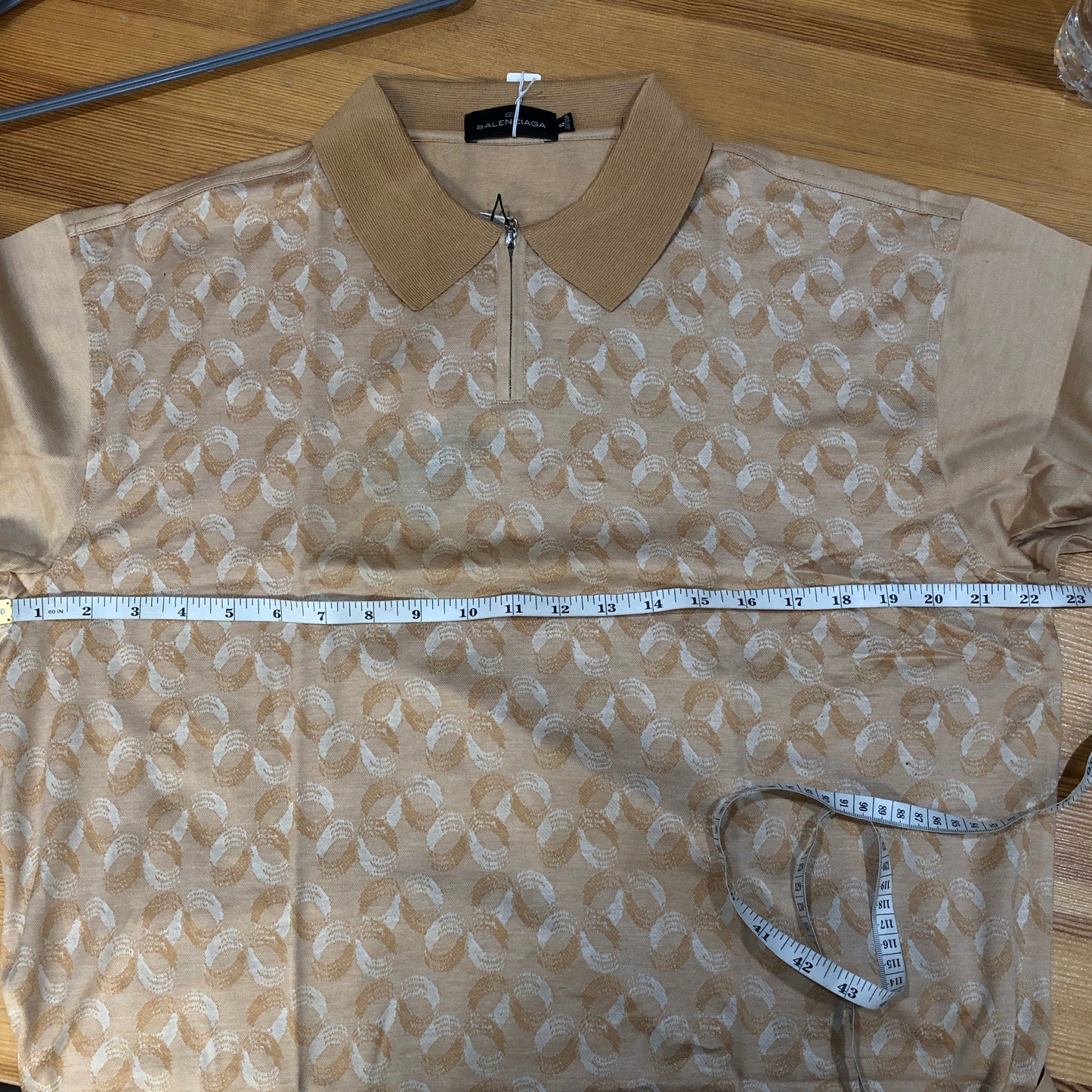 Balenciaga Pale Orange Allover Print Short Sleeve Polo Shirt Size 6