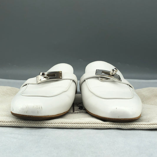 Hermes Oz Mules Size 35.5 White