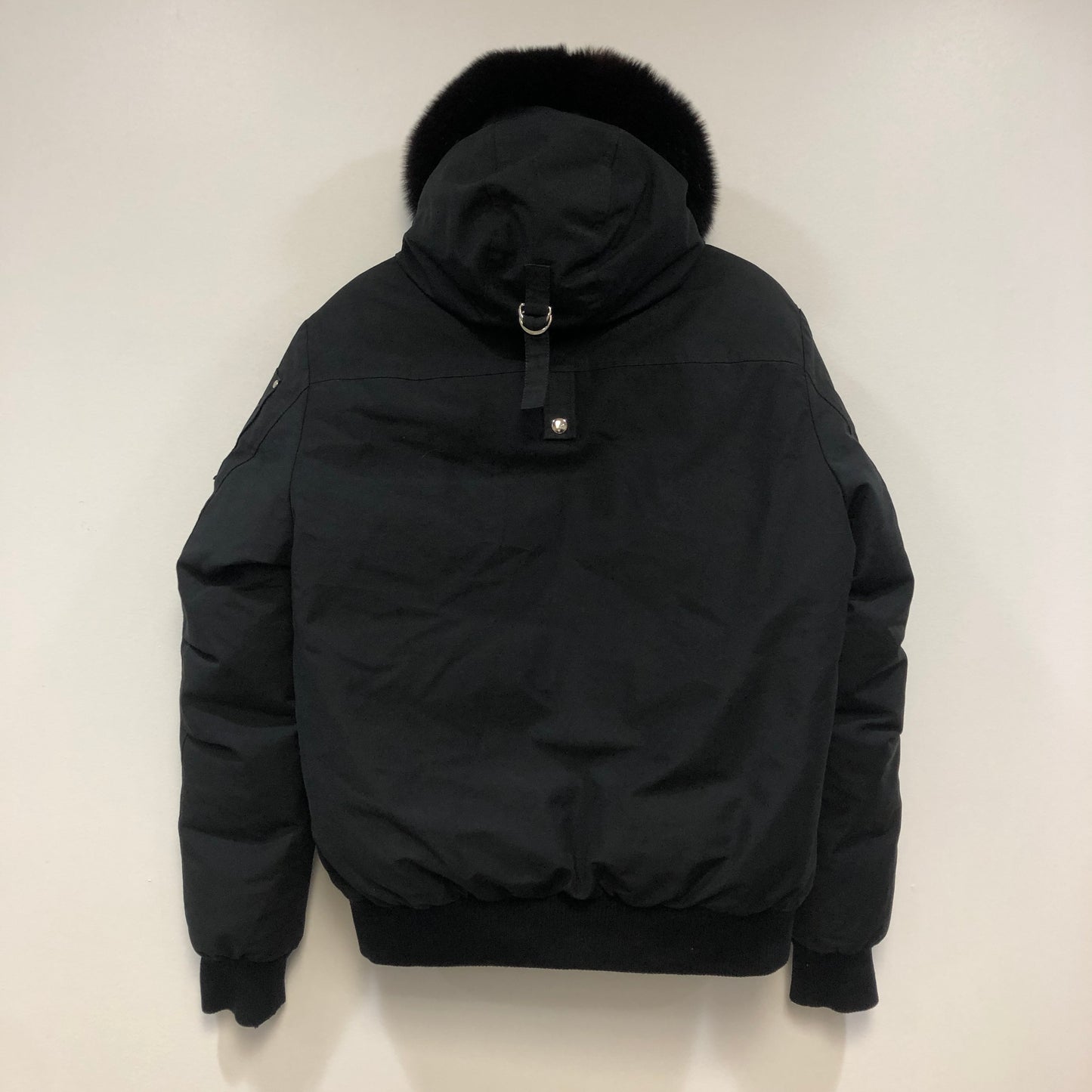 Moose Knuckles Fur-Trimmed Bomber Jacket Size L Black