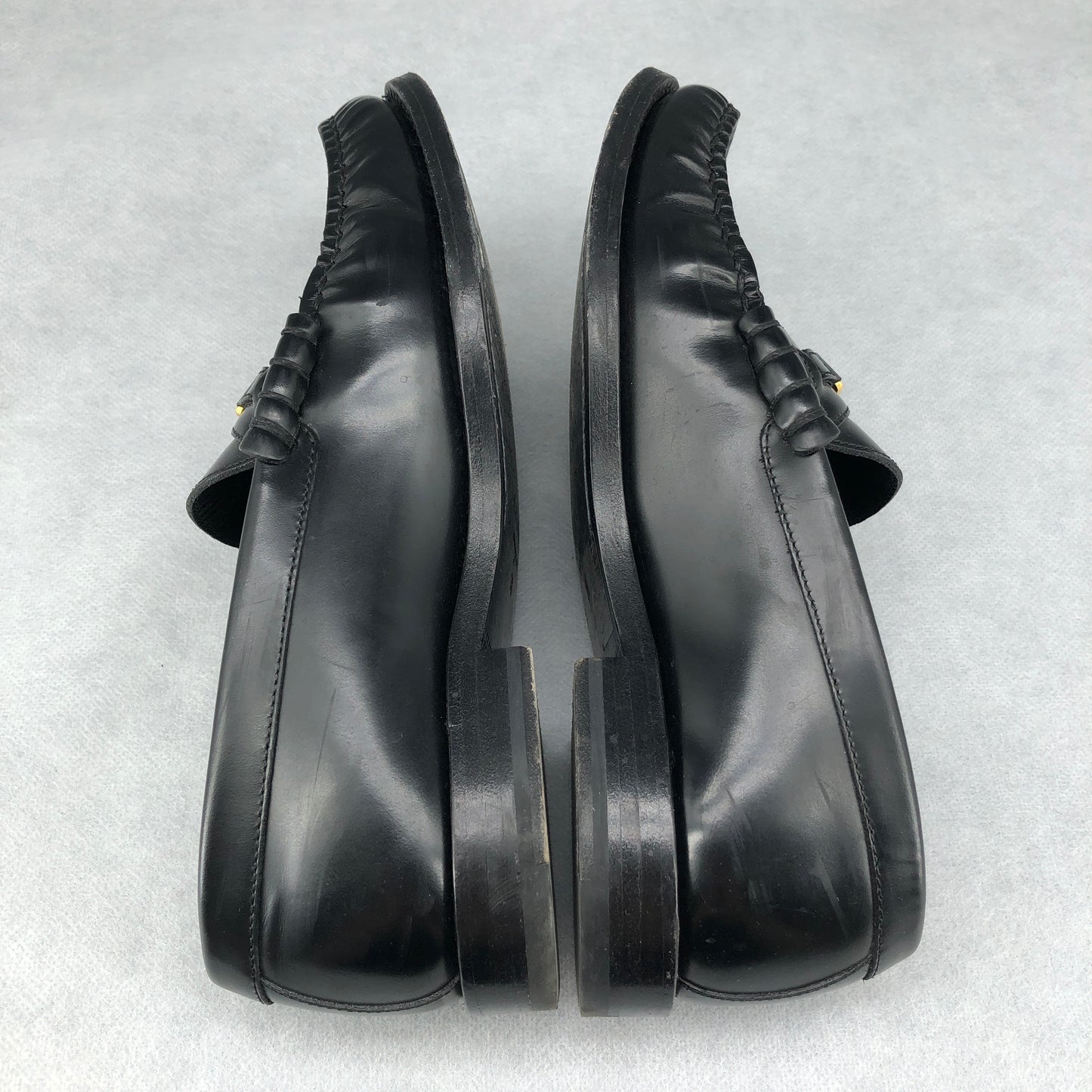Celine Women’s Black Leather Triomphe Metal Loafer Shoes