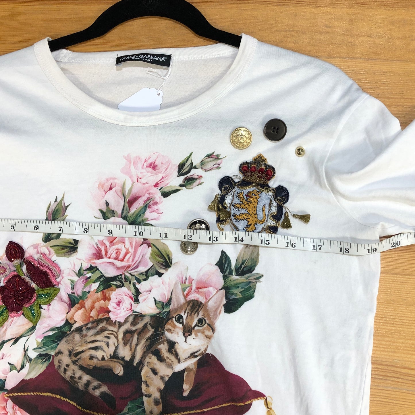 Dolce & Gabbana White Floral Print Short Sleeve T‑Shirt Size 44