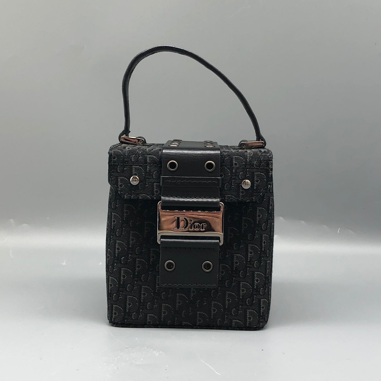 Christian Dior Black Oblique Canvas Box Bag