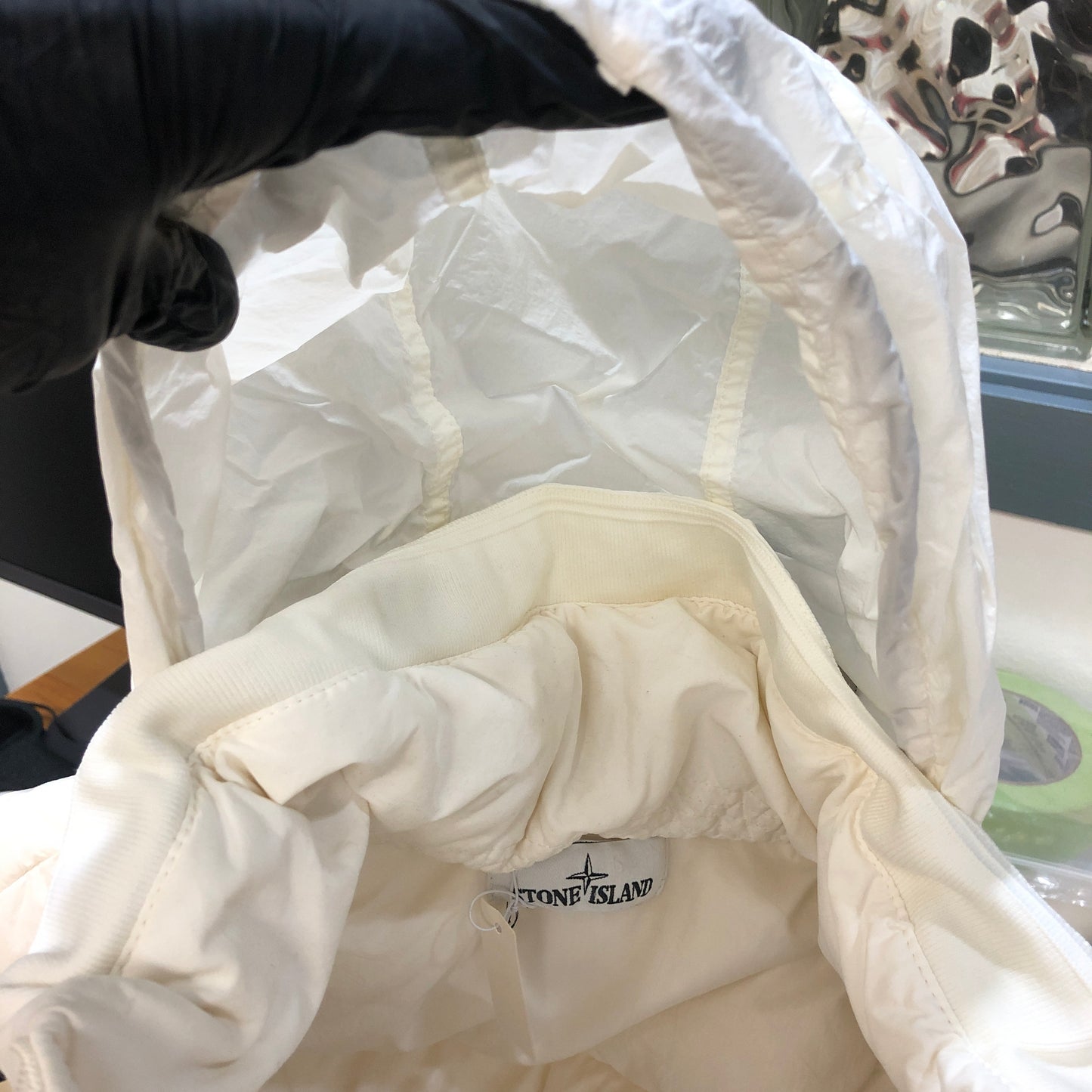 Stone Island White Hooded Down Jacket Size M