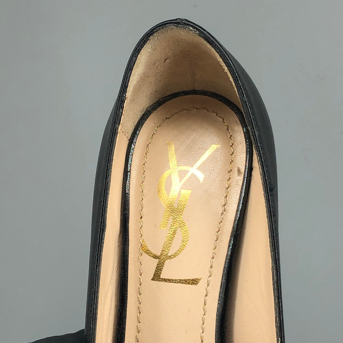 Saint Laurent Black Smooth Calfskin Platform Stiletto Pumps 34.5