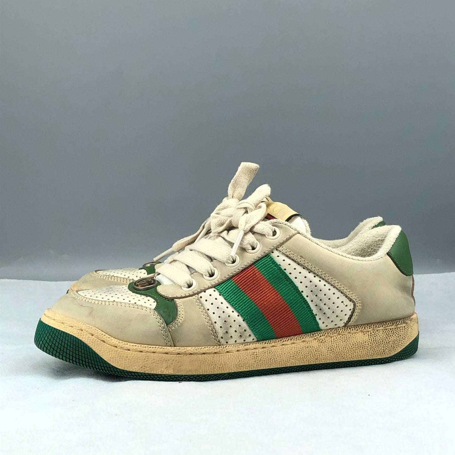 Gucci Ace Web Stripe Sneakers White Green Women’s Size 35.5