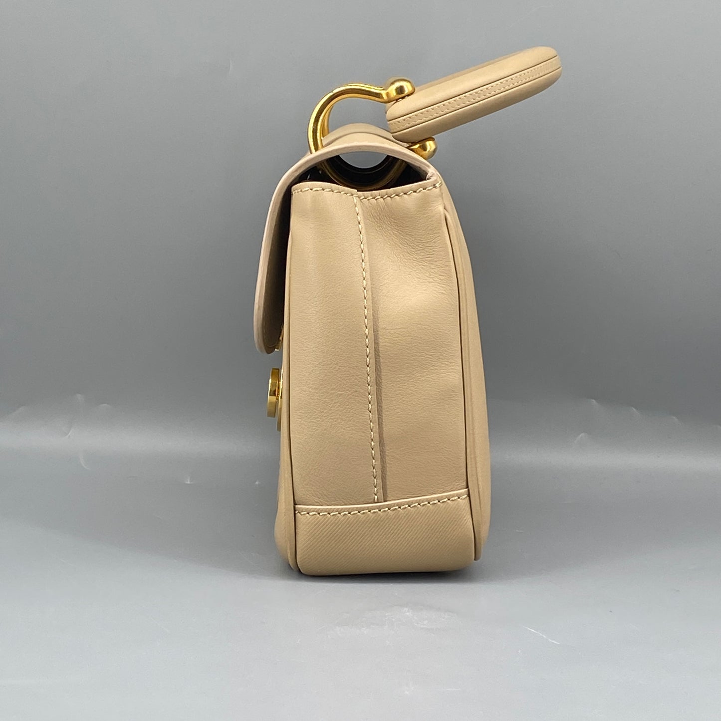 Burberry Beige Leather Top Handle Crossbody Bag