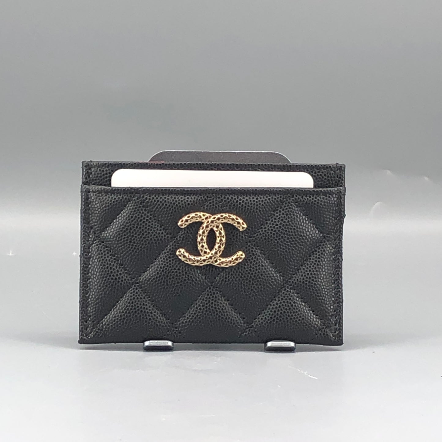 Chanel NWT Black Quilted Caviar Leather Card Holder