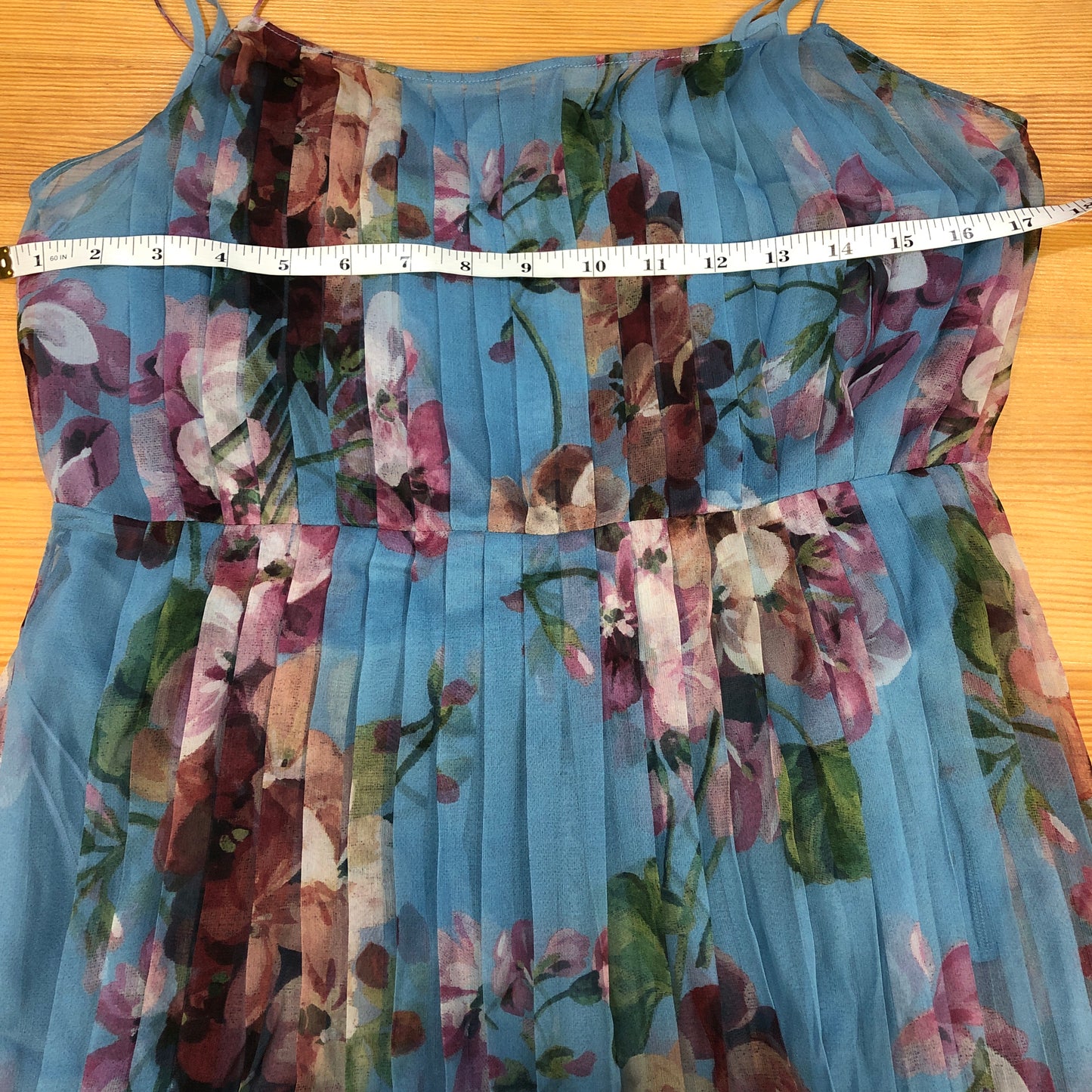 Gucci Blue Floral Print Two-Layer Slip Dress Size 38