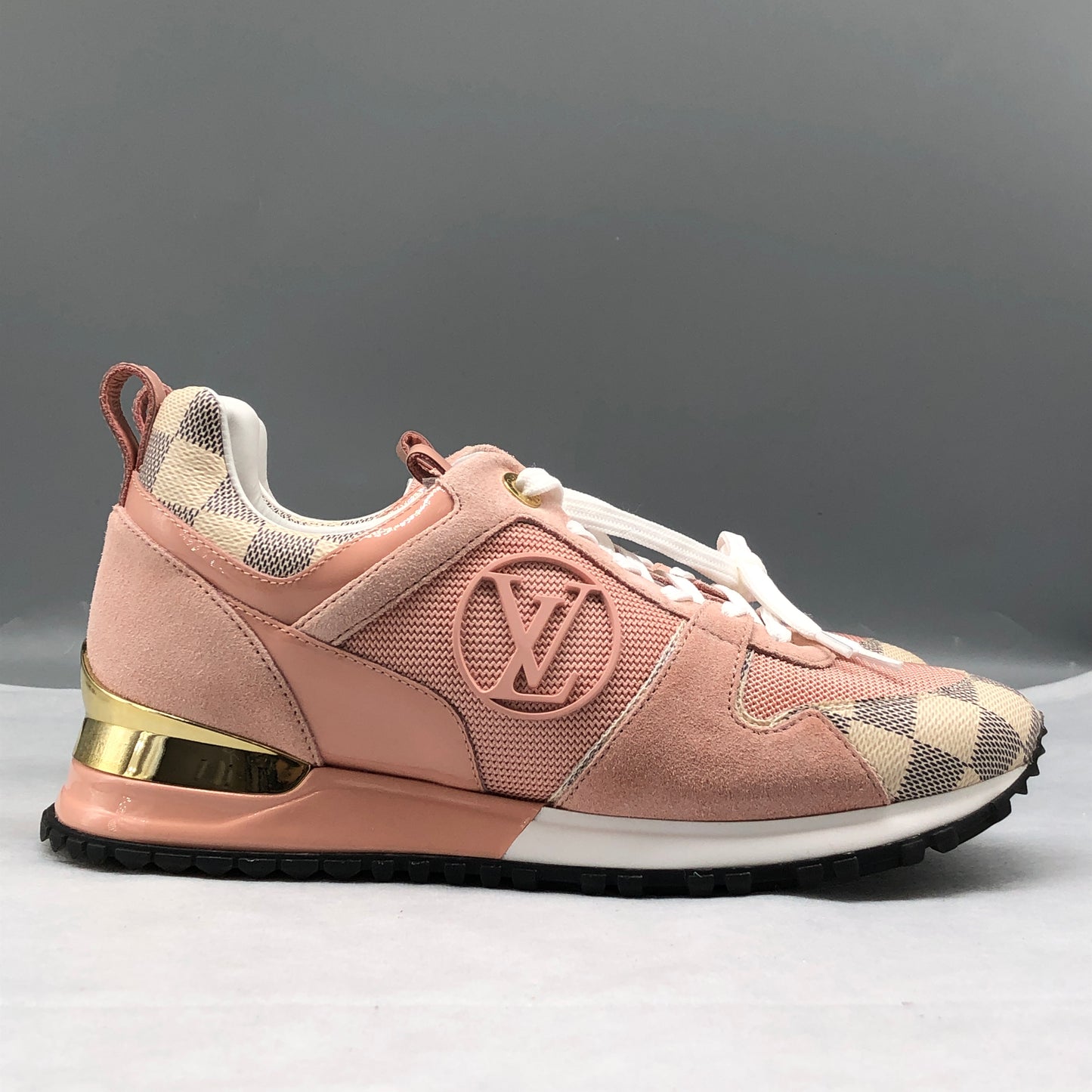 Louis Vuitton Women's Pink & Cream Damier Azur Sneakers shoes 37