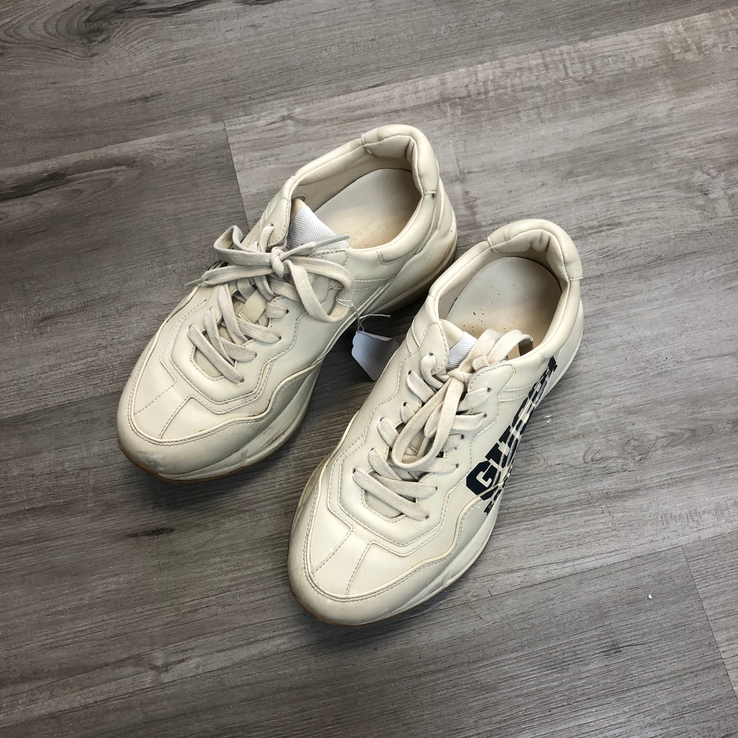 Gucci Rhyton Vintage Logo Leather Sneaker Shoes 36.5 Ivory