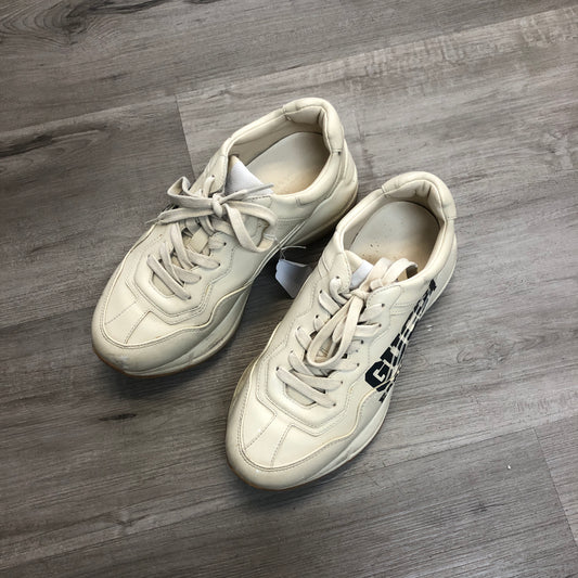 Gucci Rhyton Vintage Logo Leather Sneaker Shoes 36.5 Ivory