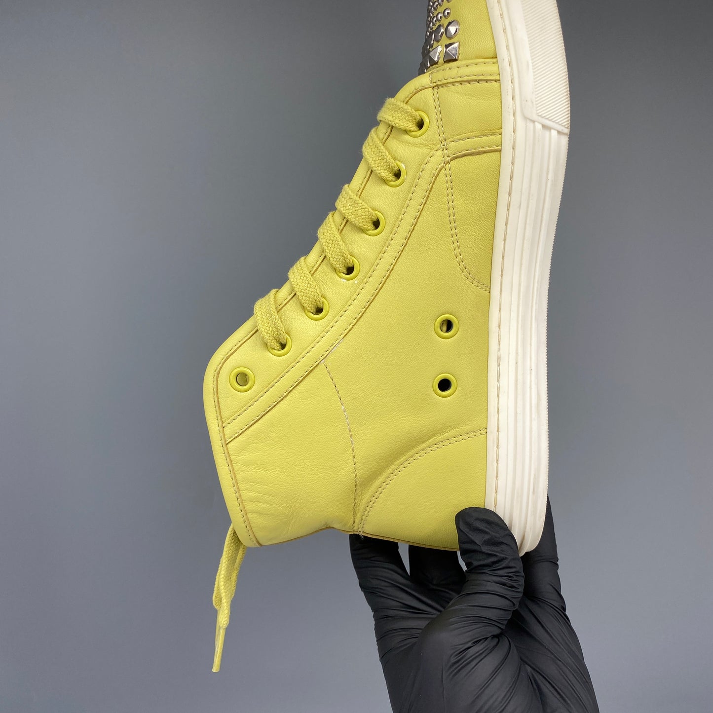 Gucci Yellow Rhinestone Toe Women's High‑Top Sneakers shoes Size36