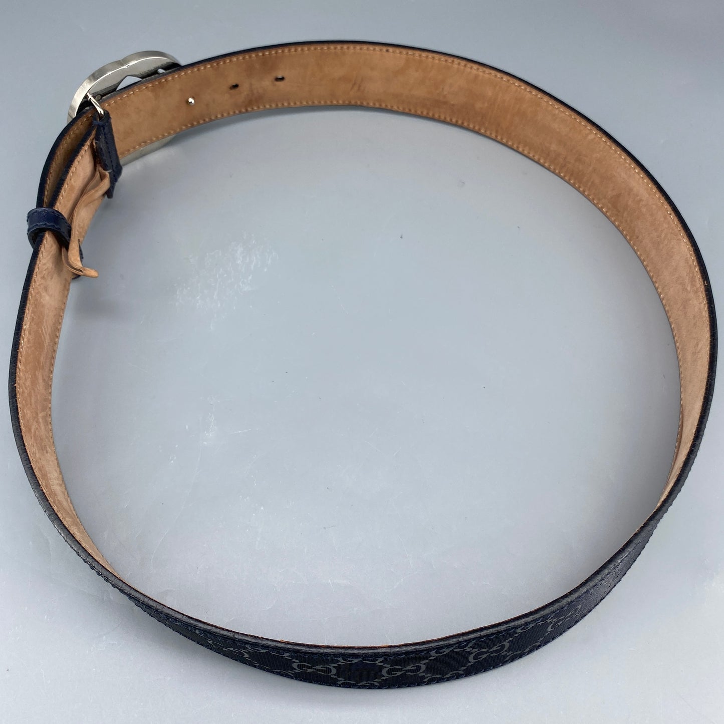 Gucci Dark Blue GG Supreme Belt 90cm