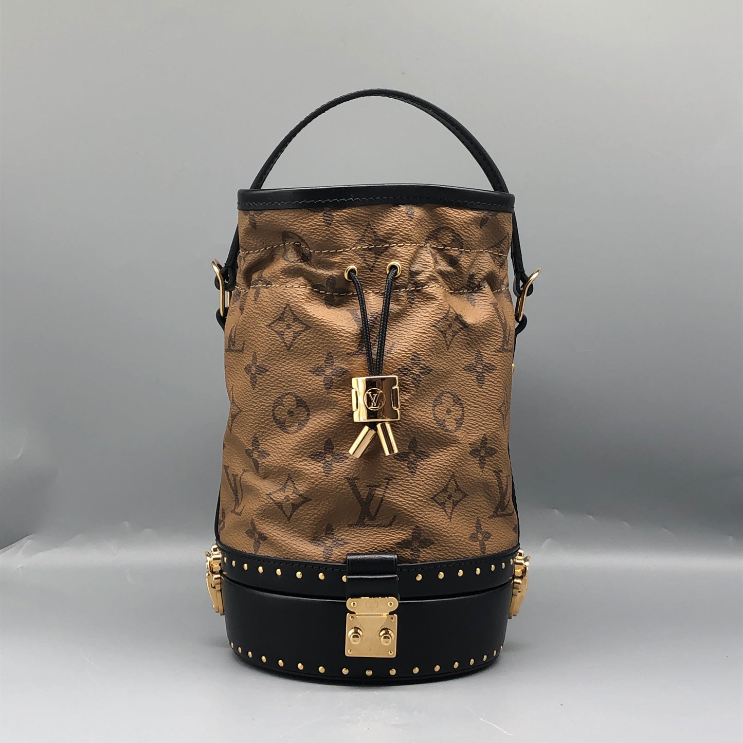Louis Vuitton Monogram Petit Noé Trunk Bucket Bag Brown