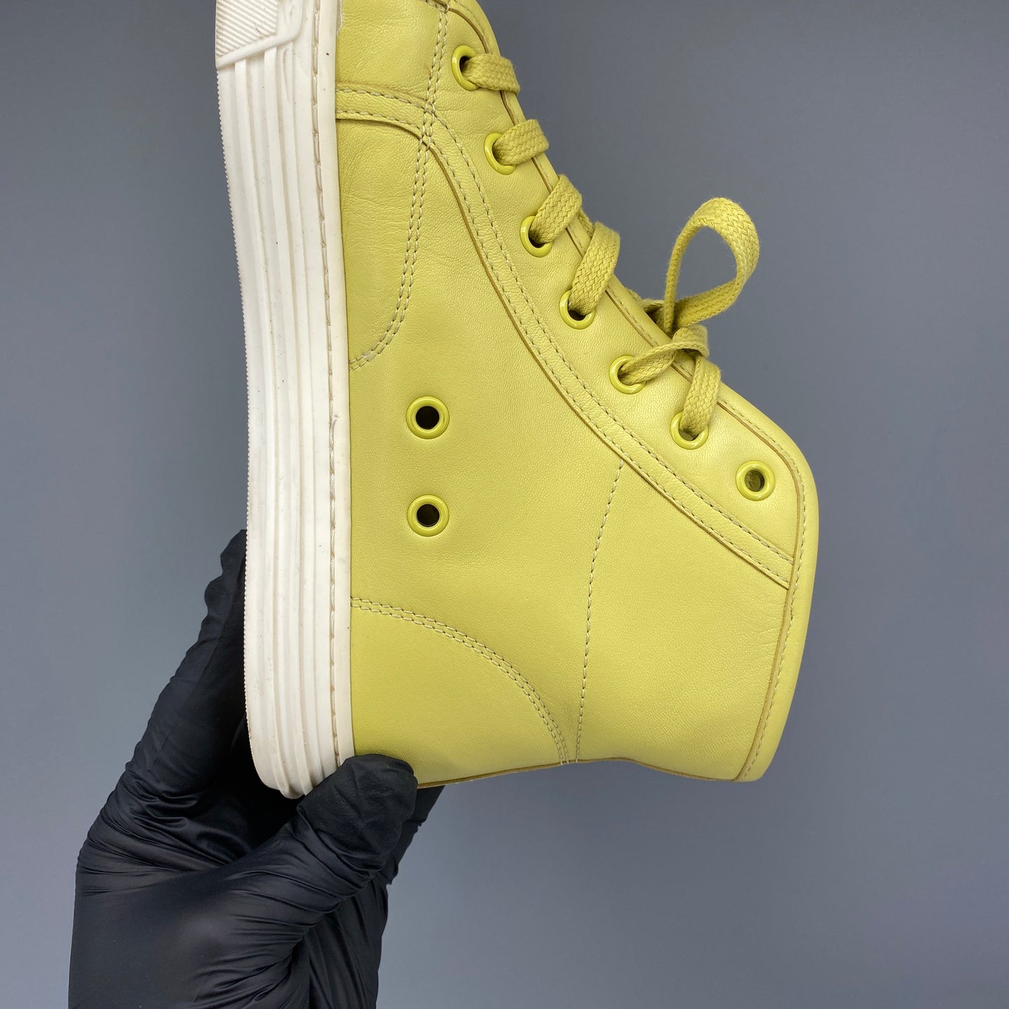 Gucci Yellow Rhinestone Toe Women's High‑Top Sneakers shoes Size36