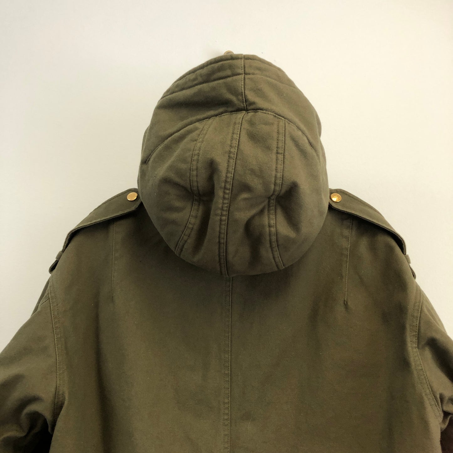 Celine Dark Green Quilted Hooded Parka Size 36