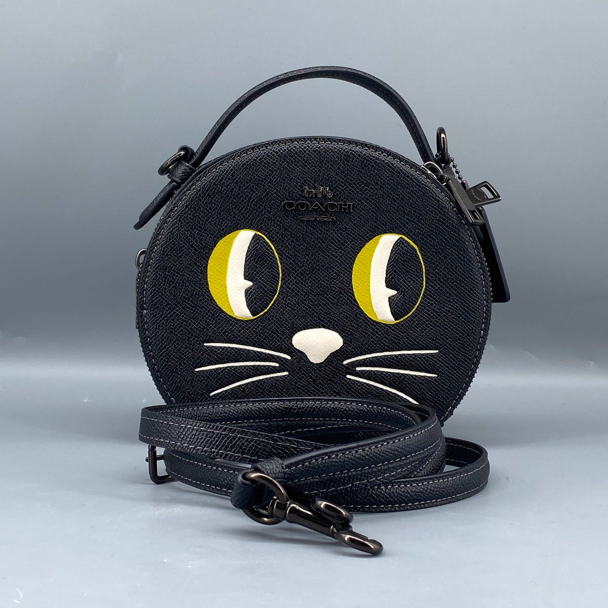 Coach Cat Round Crossbody Bag Black