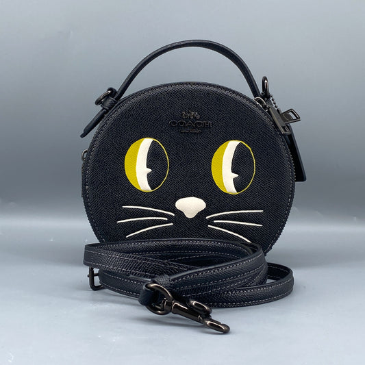 Coach Cat Round Crossbody Bag Black