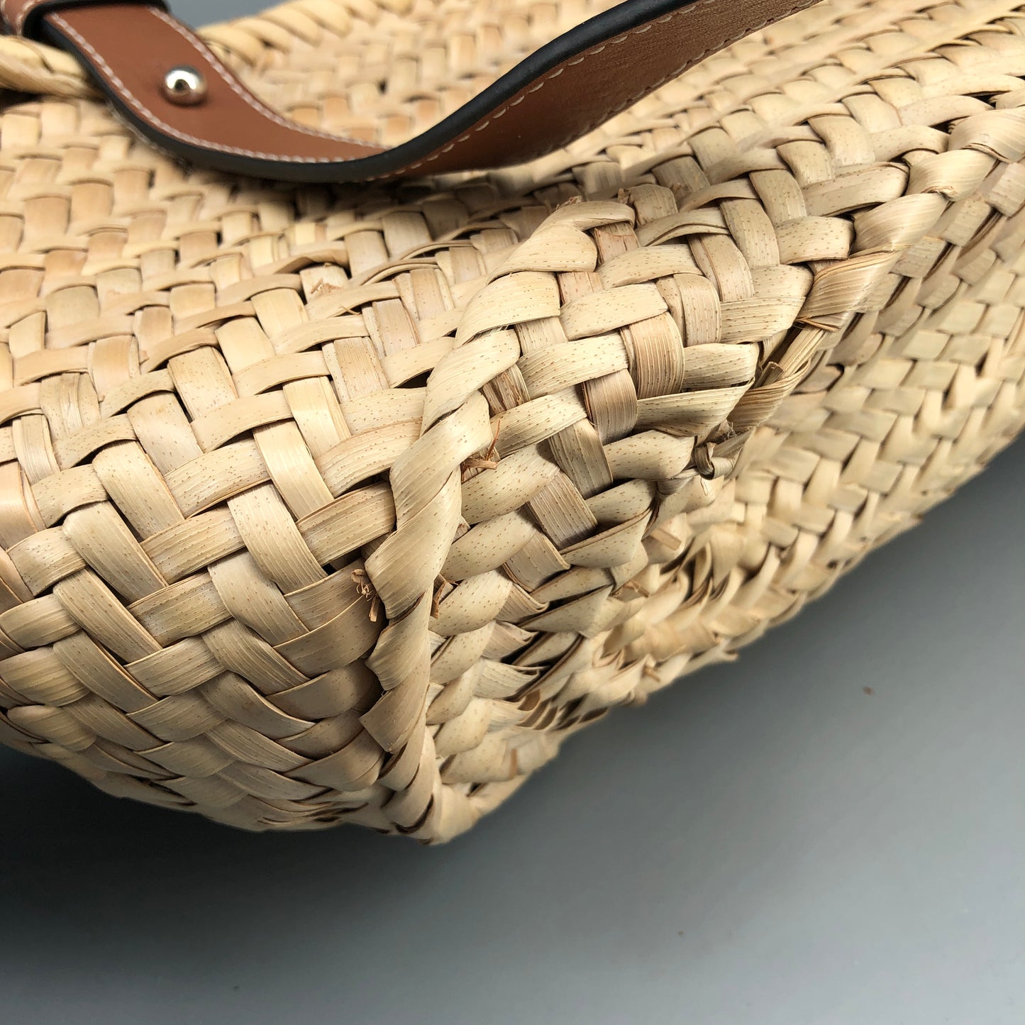 Loewe Anagram Straw Small Basket Tote Bag  Natural Straw
