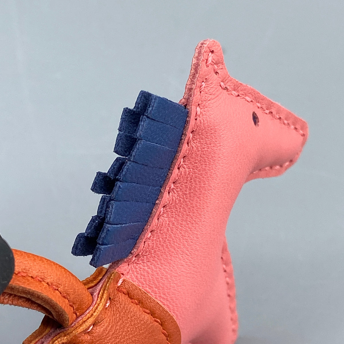 Hermes Rodeo Small Horse Bag Charm Pink Navy Orange Leather