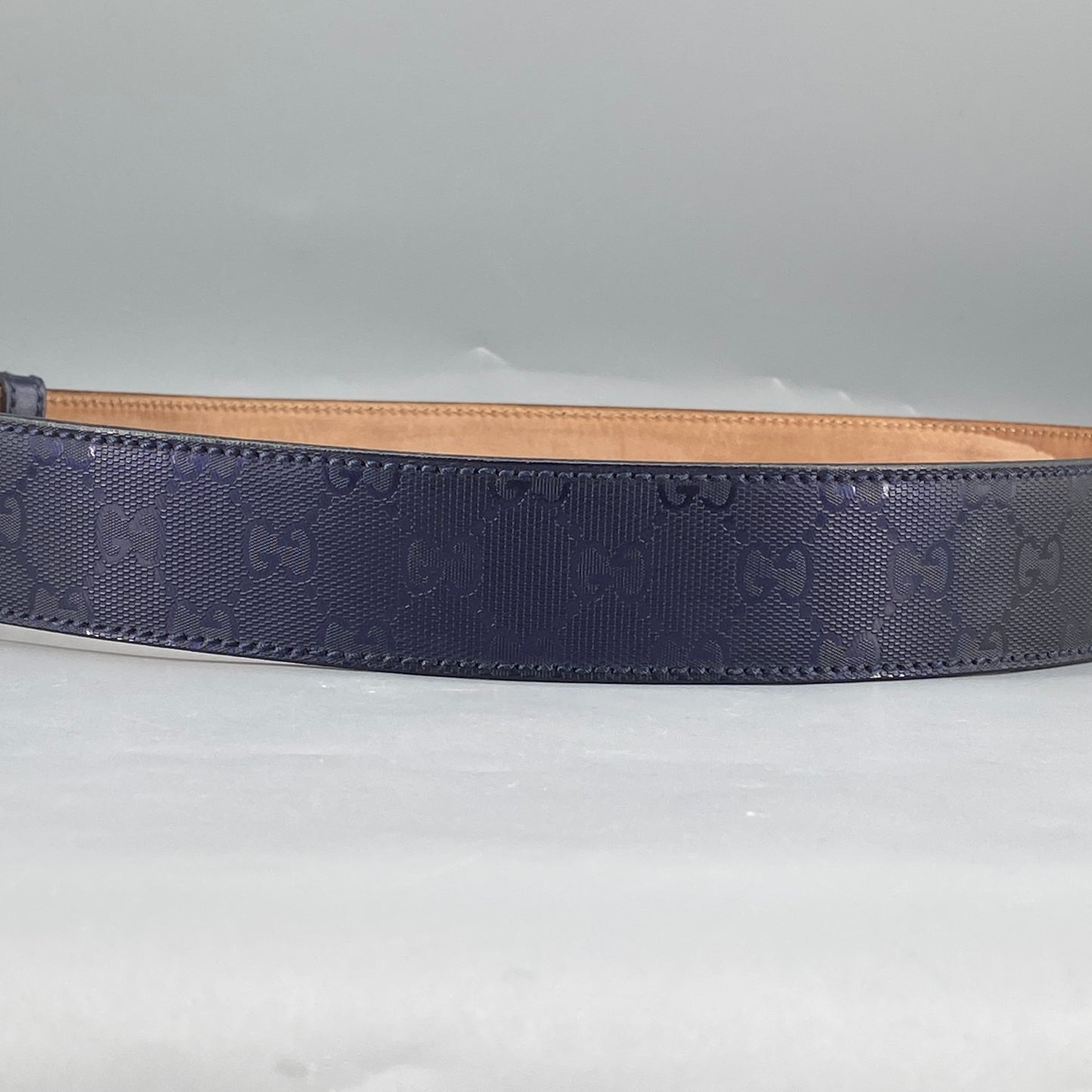 Gucci Dark Blue GG Supreme Belt 90cm