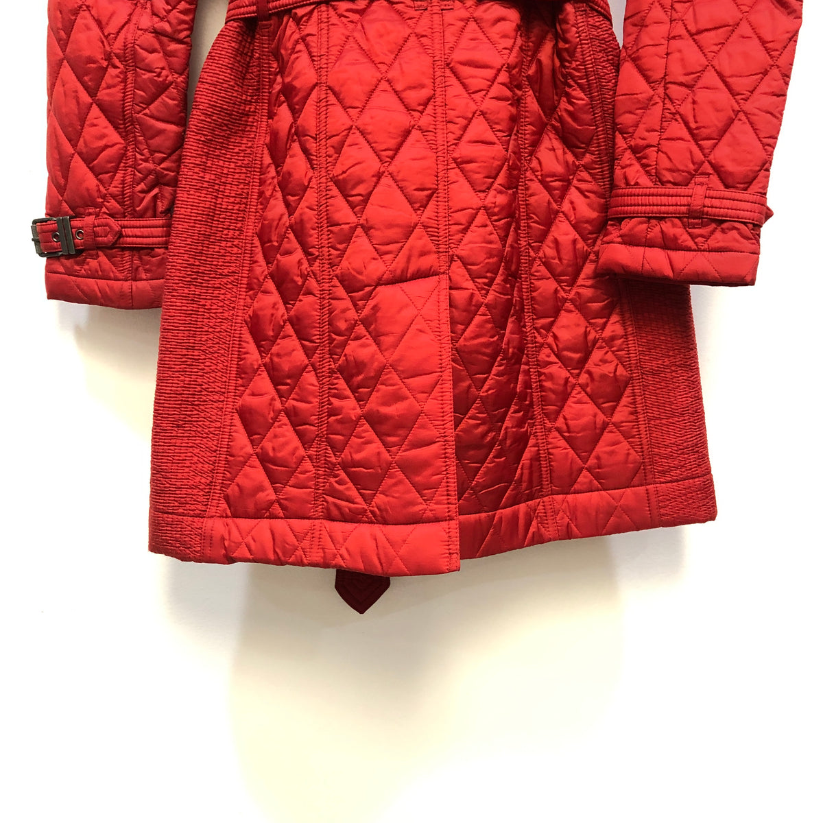 Burberry Red Quilted Trench Coat Size XS