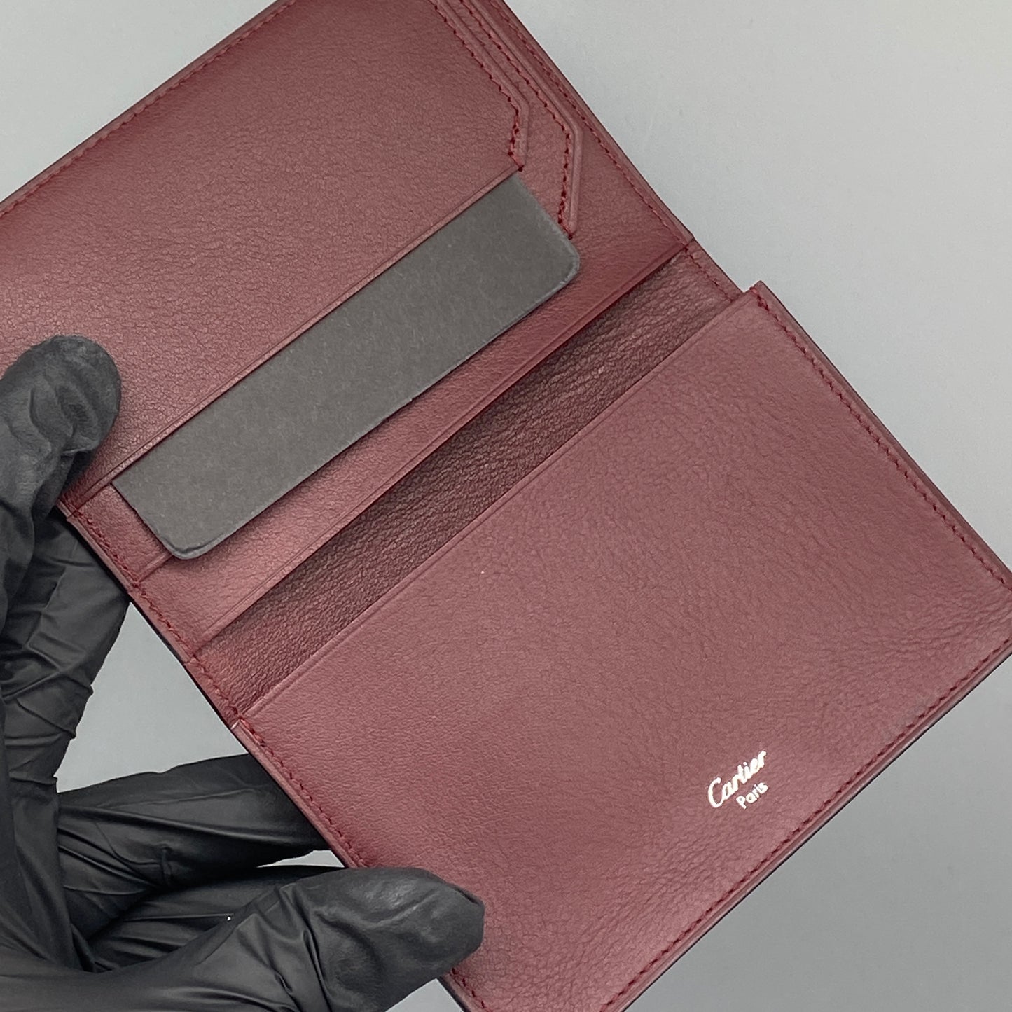Cartier Black Smooth Leather Bi-fold Wallet with Metal Corner Guards