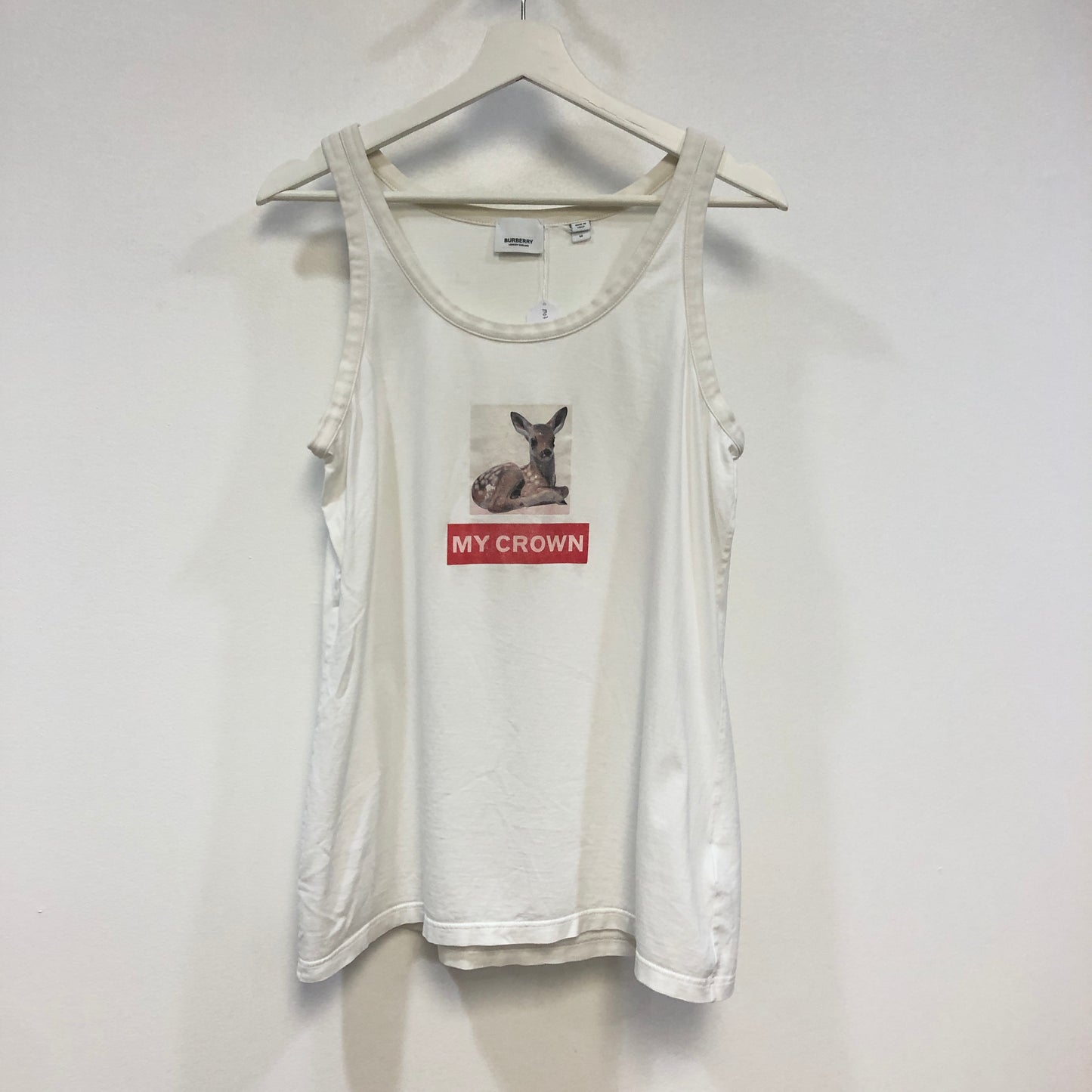 Burberry White Deer Graphic Tank Top Size M