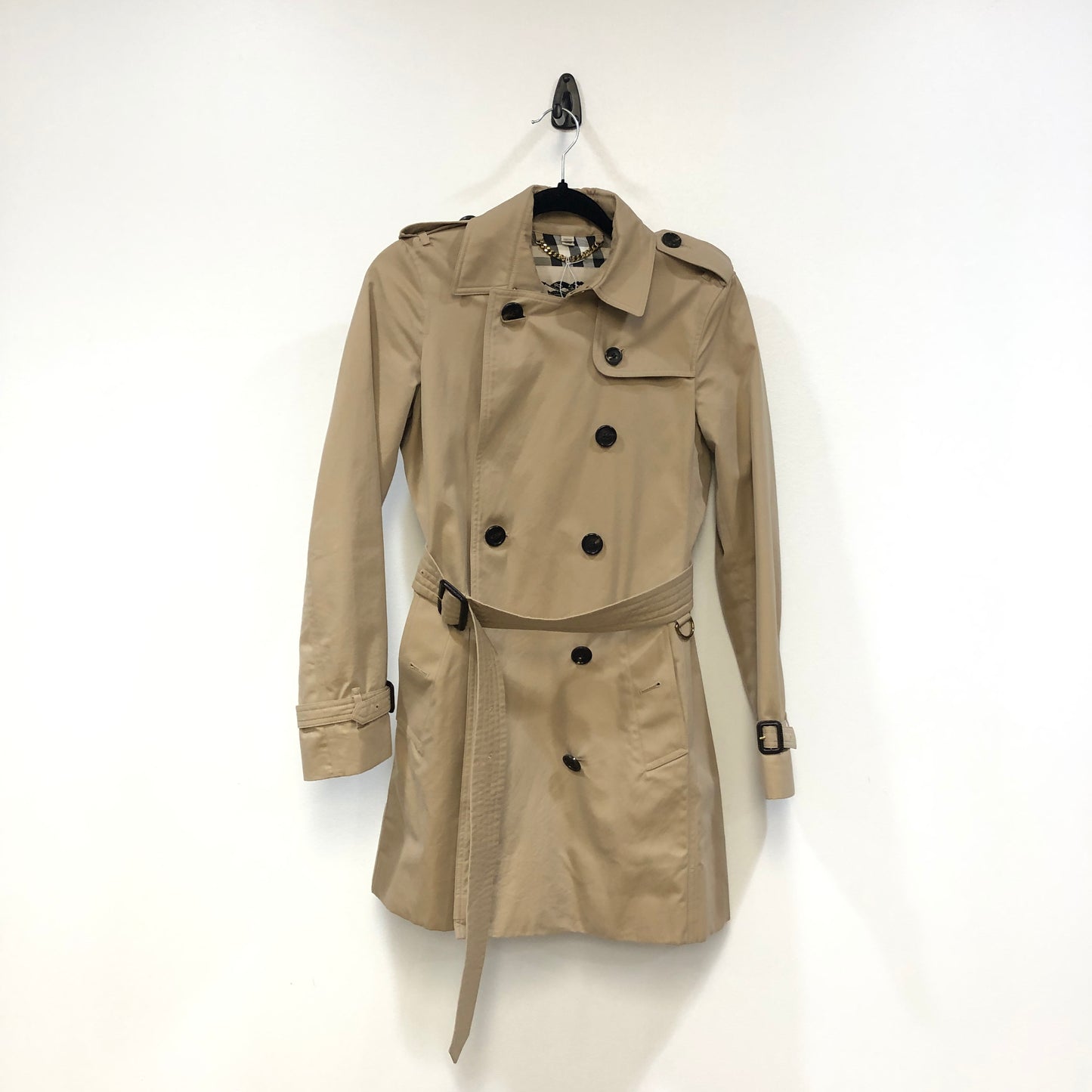 Burberry Tan Double Breasted Mid-Length Trench Coat Size 4