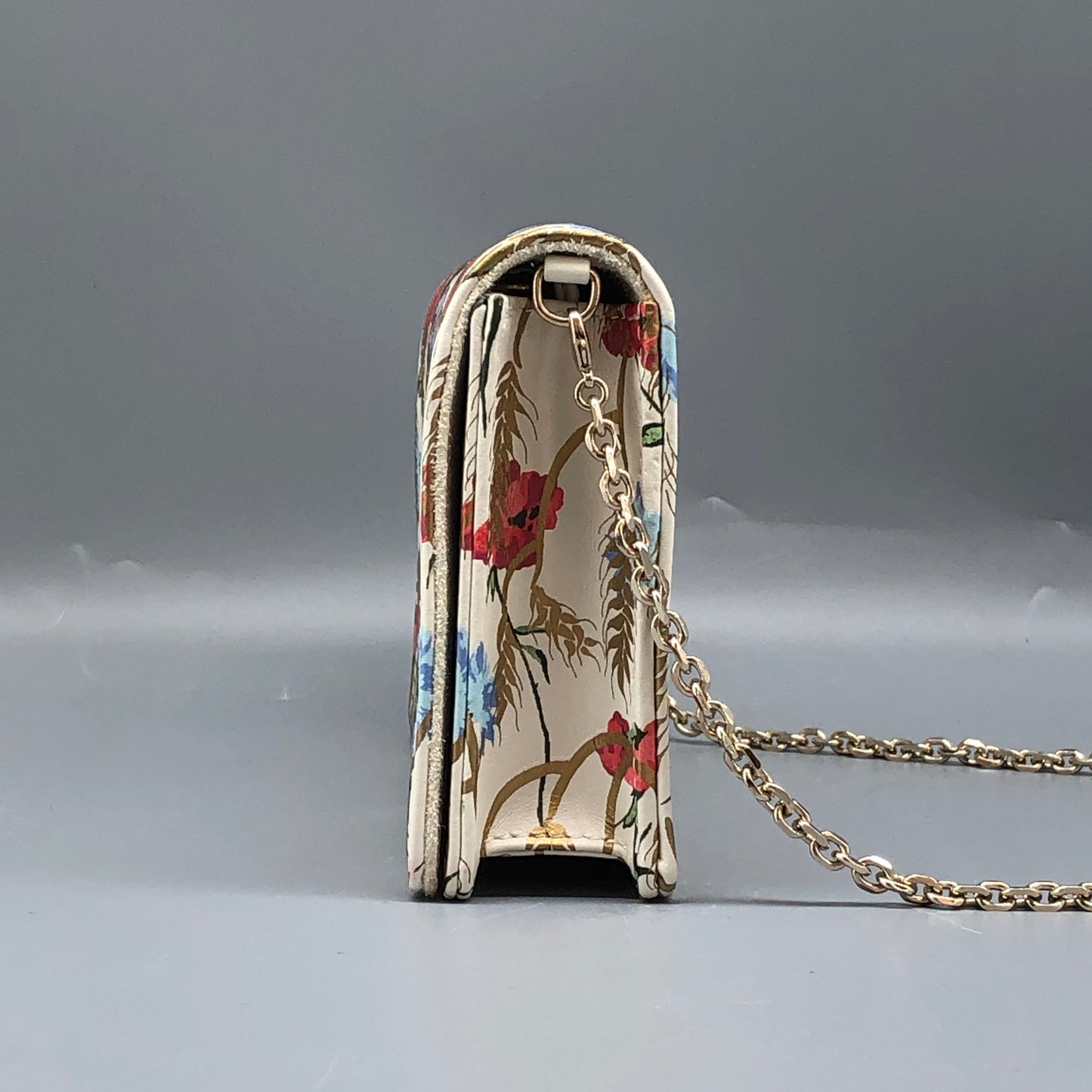 Christian Dior Floral Print Chain Clutch Cream/Multi