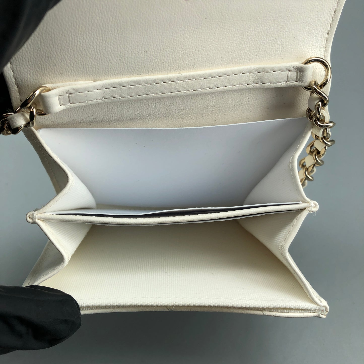 Chanel Mini Quilted Leather Chain Crossbody Bag cream