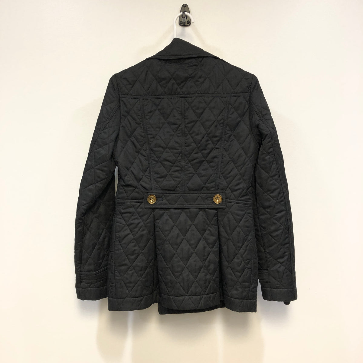Burberry Black Quilted Double Breasted Coat Size S