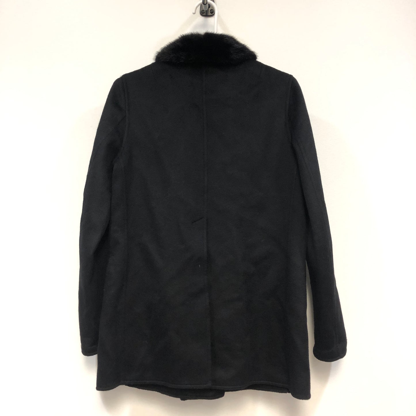 Valentino Black Fur Collar Ruffle Coat Size 40