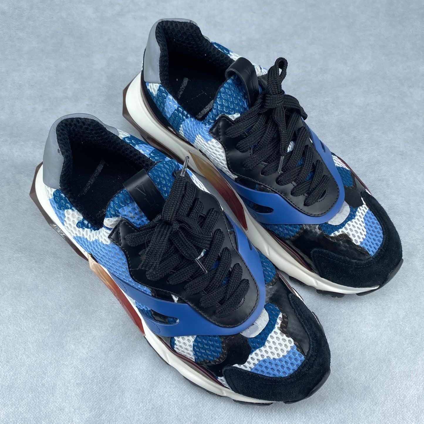 Valentino Men’s Multi‑Color Mesh Suede Casual Sneakers Shoes