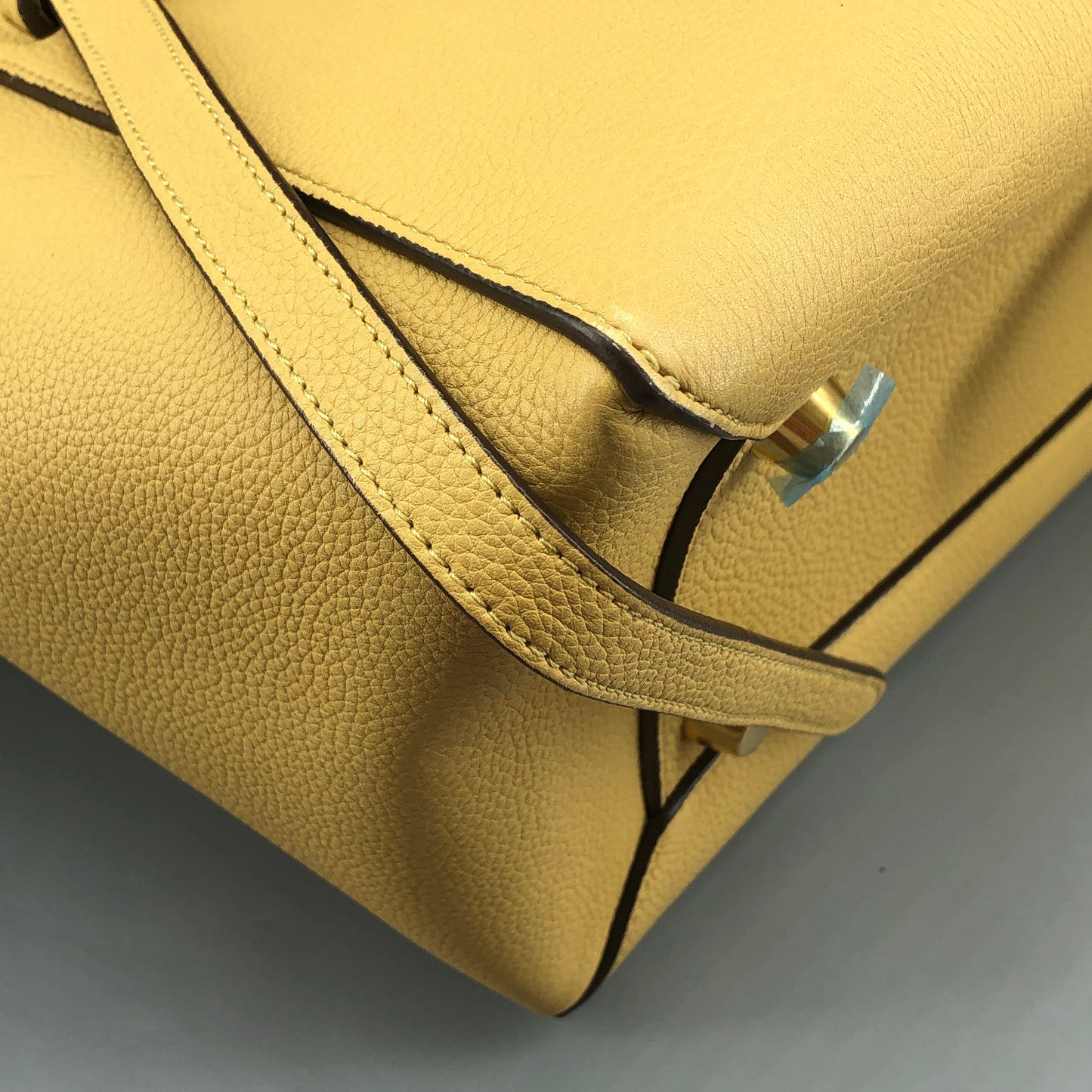 Celine Yellow Grained Calfskin Leather Medium Belt Bag