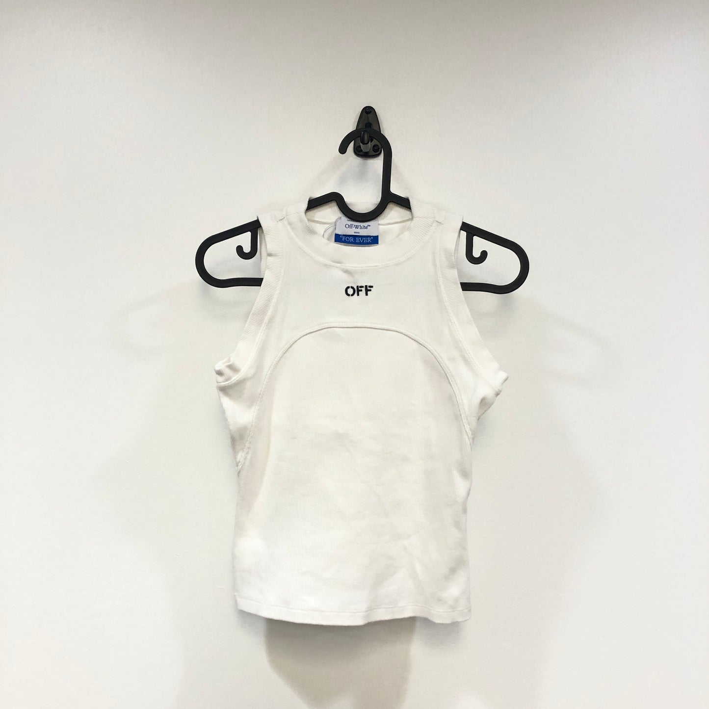 Off-White White Ribbed Sleeveless Tank Top Size 40