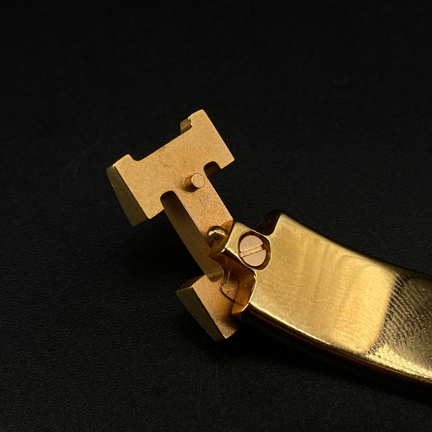 Hermes Black Enamel Gold H Buckle Bangle Bracelet