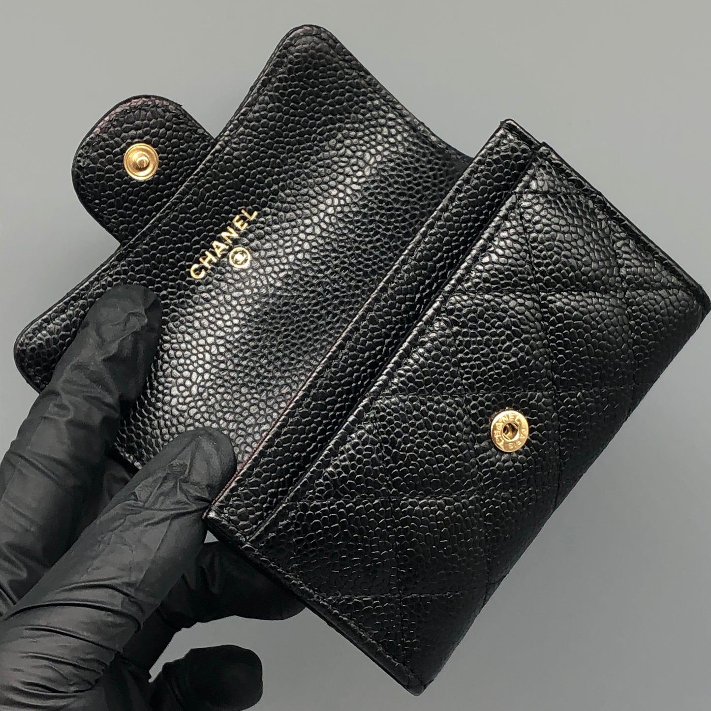 Chanel Classic Caviar Quilted Flap Card Holder Wallet Black