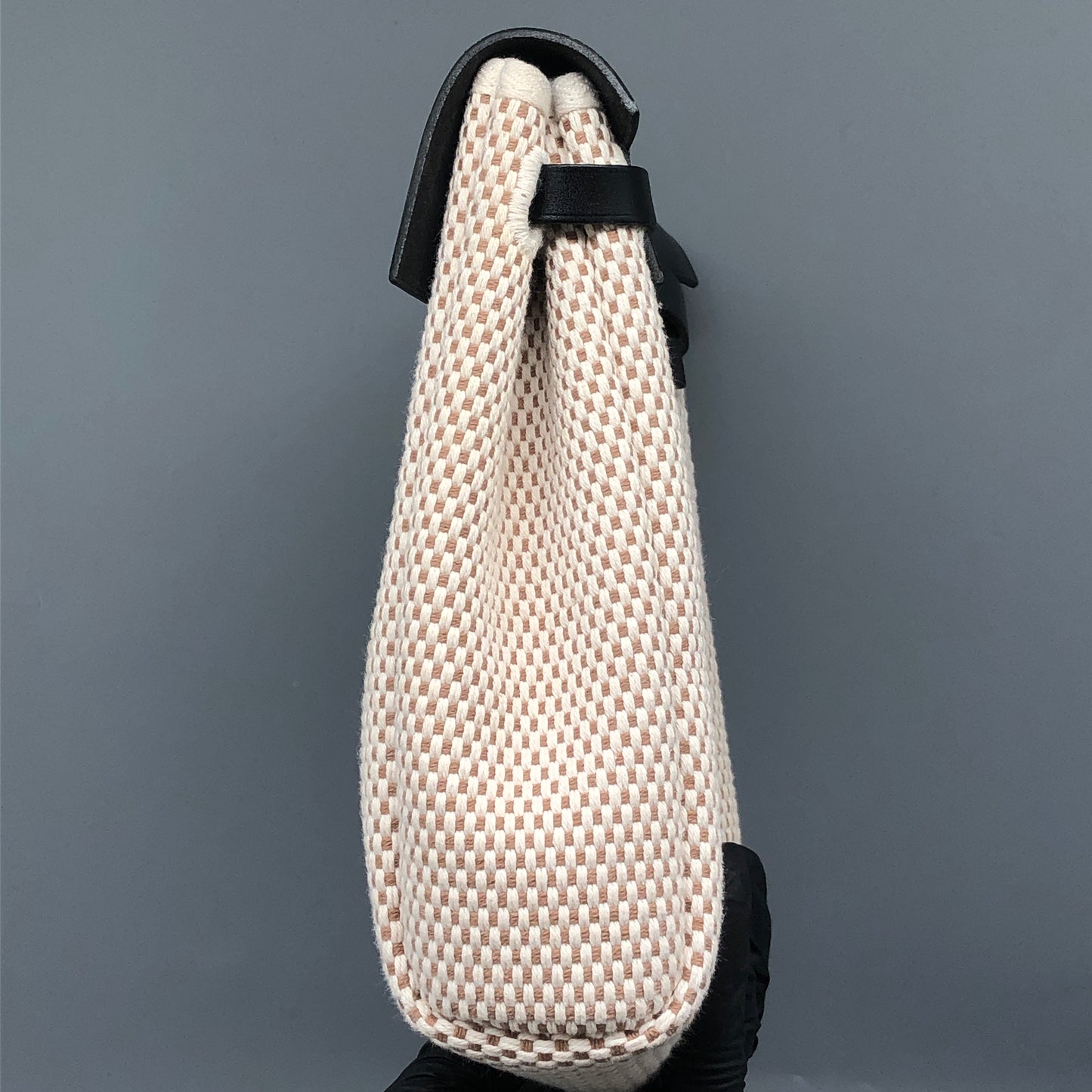 Hermes Herbag Mini (TPM) Cream/Black Canvas Leather Bag