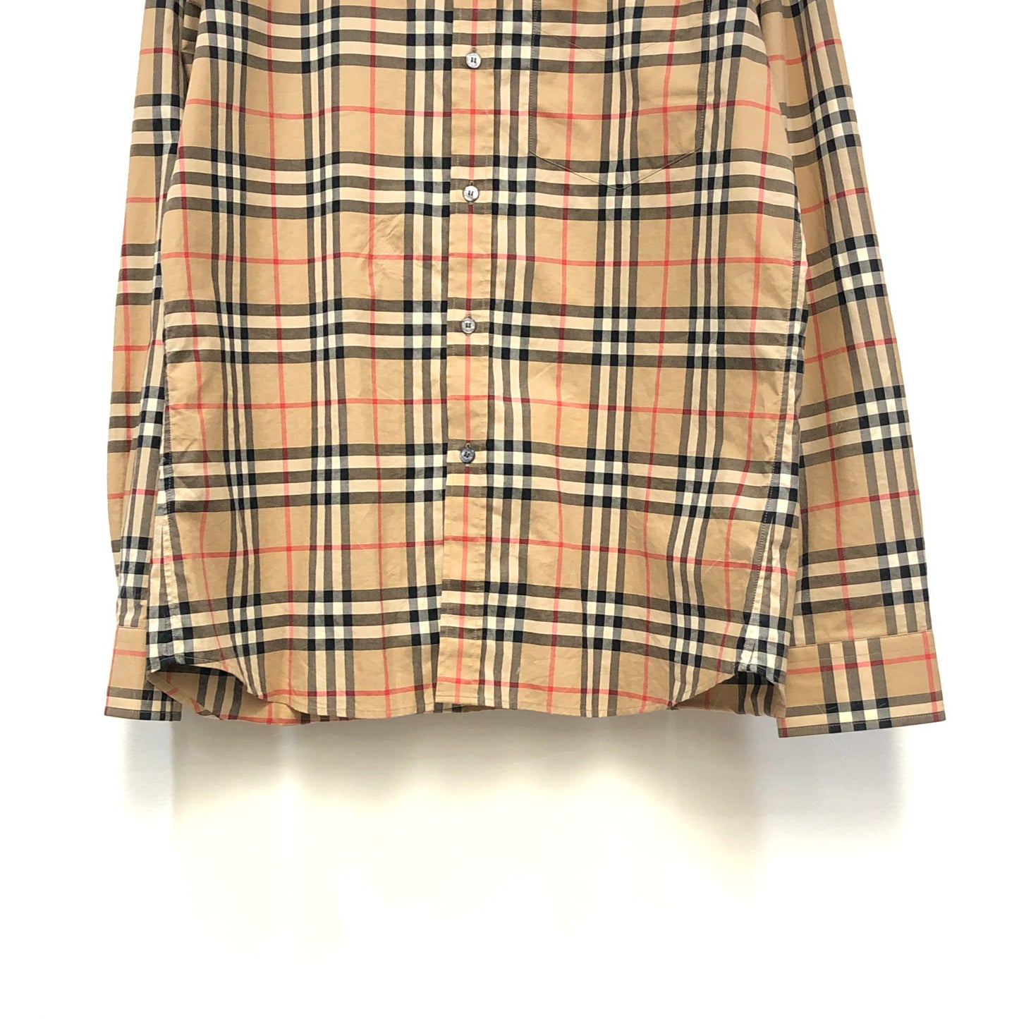 Burberry Classic Beige Vintage Check Cotton Long Sleeve Button-Down Shirt Size L