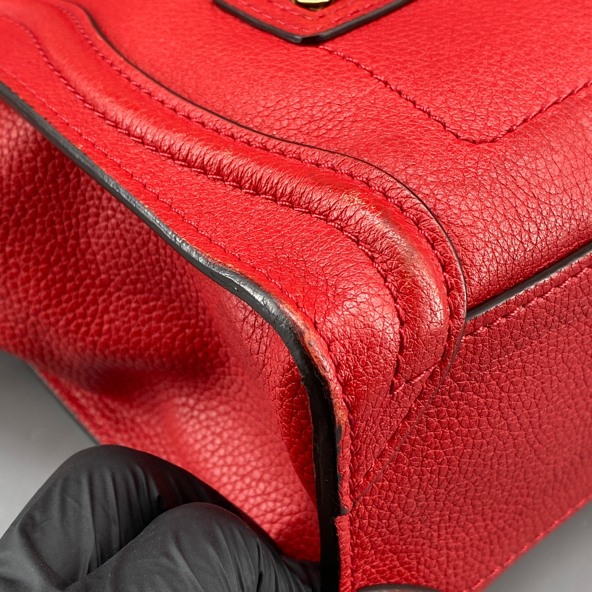 Celine Nano Luggage Red Leather Tote Bag
