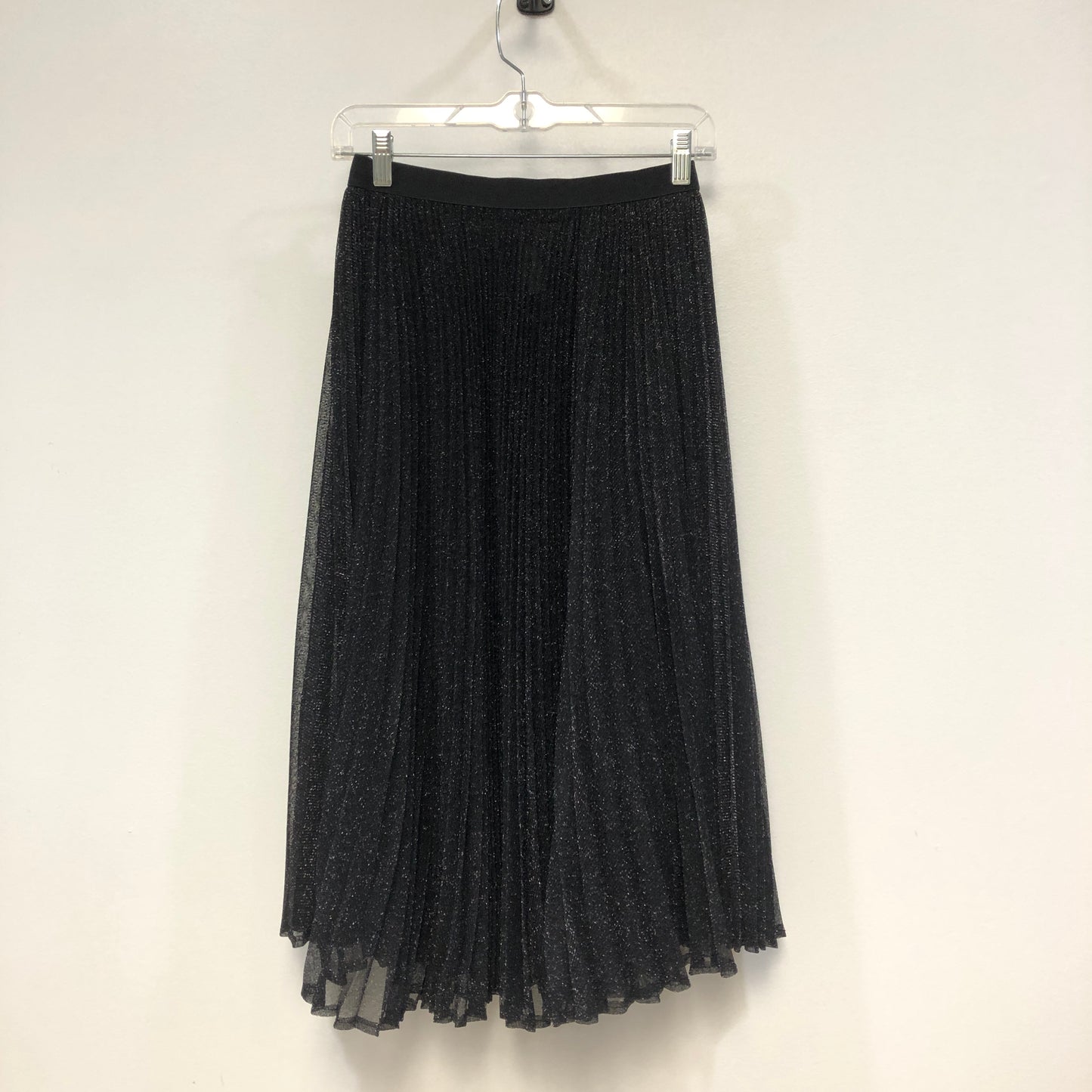 MaxMara Black Pleated Tulle Midi Skirt Size XS