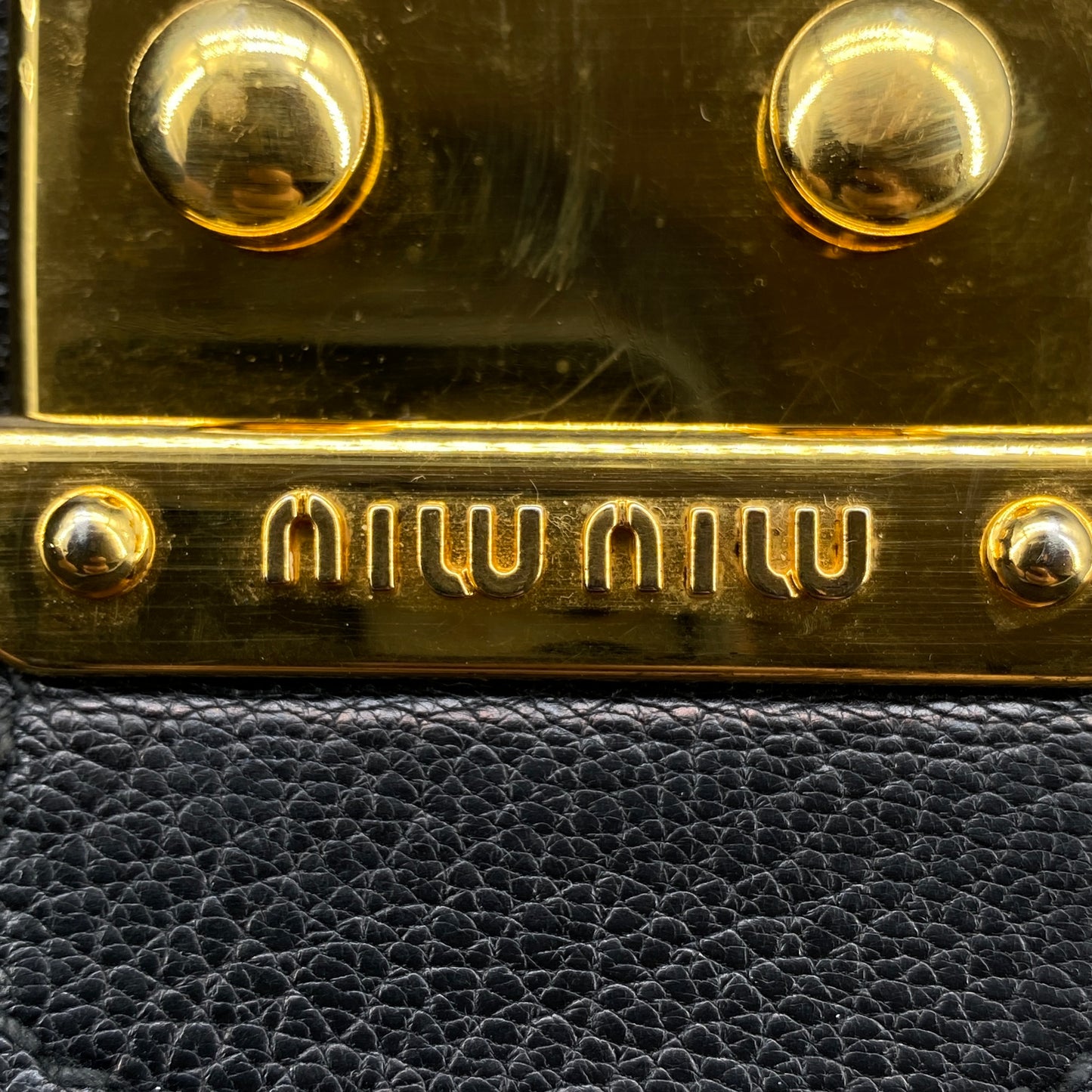 Miu Miu Black Leather Metal Lock Flap Crossbody Bag