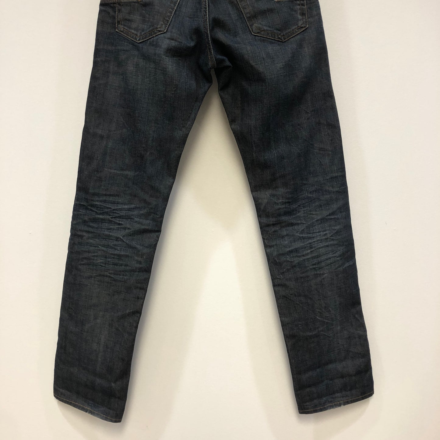 Christian Dior Dark Navy Distressed Straight Leg Denim Jeans Size 30
